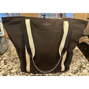 Kate Spade Black/White Polyester Zipper Tote Bag With Authenticity Certificate